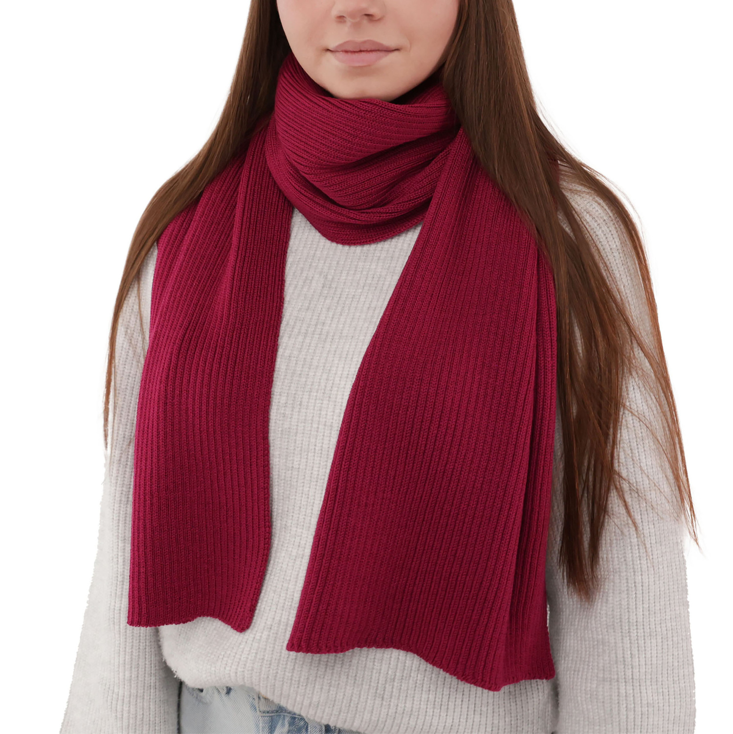 Sciarpa invernale donna, burgundy, 100% Lana Merino, Jessica