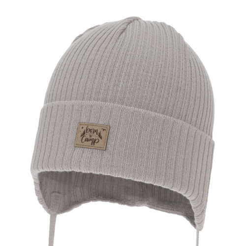 Berretto autunno/primavera bambino, beige, con lacci, con cotone, Fenris