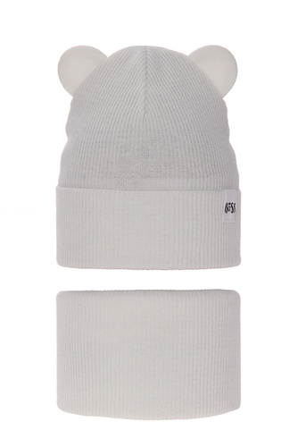 Set autunno/primavera bambina: berretto e scaldacollo, con cotone, crema, Kajra