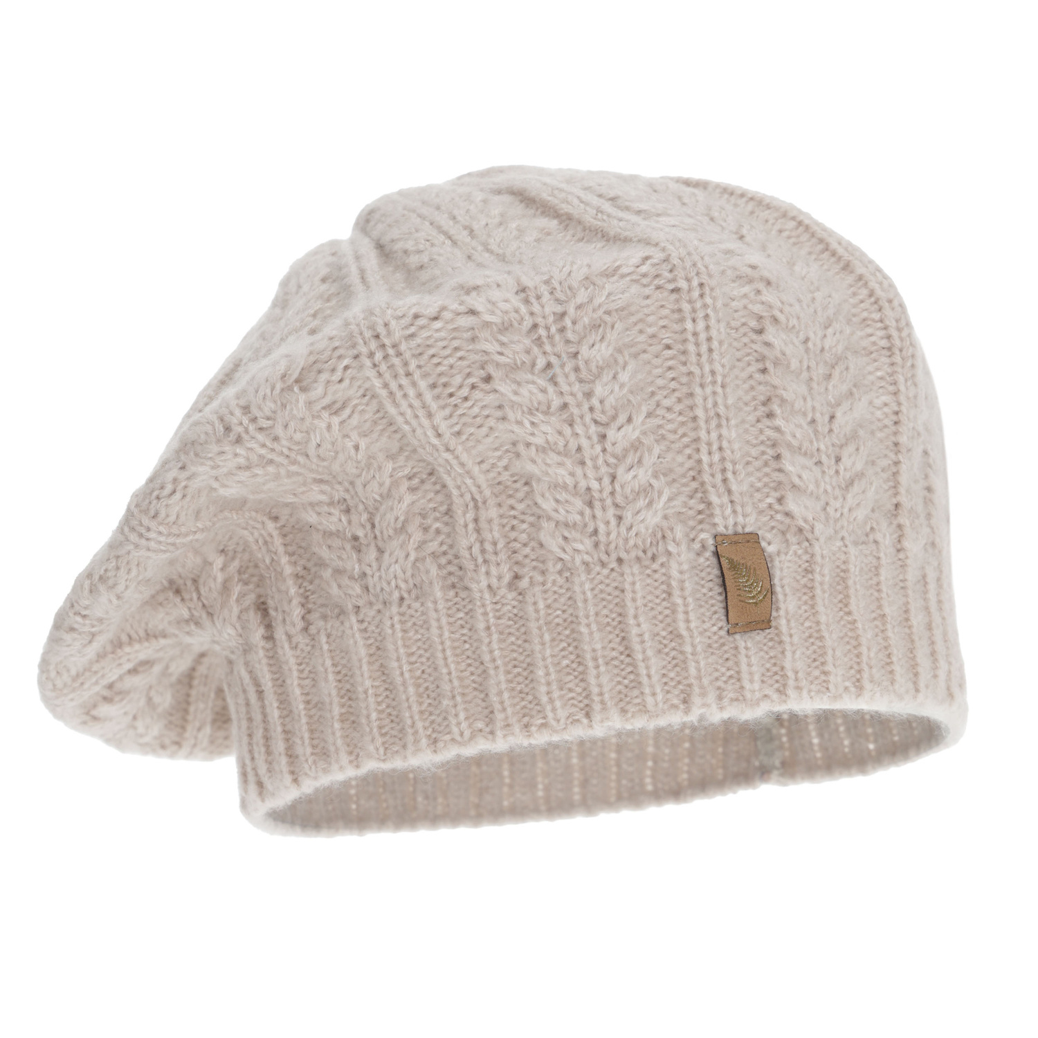 Beret donna invernale, beige, con lana merino, Senja