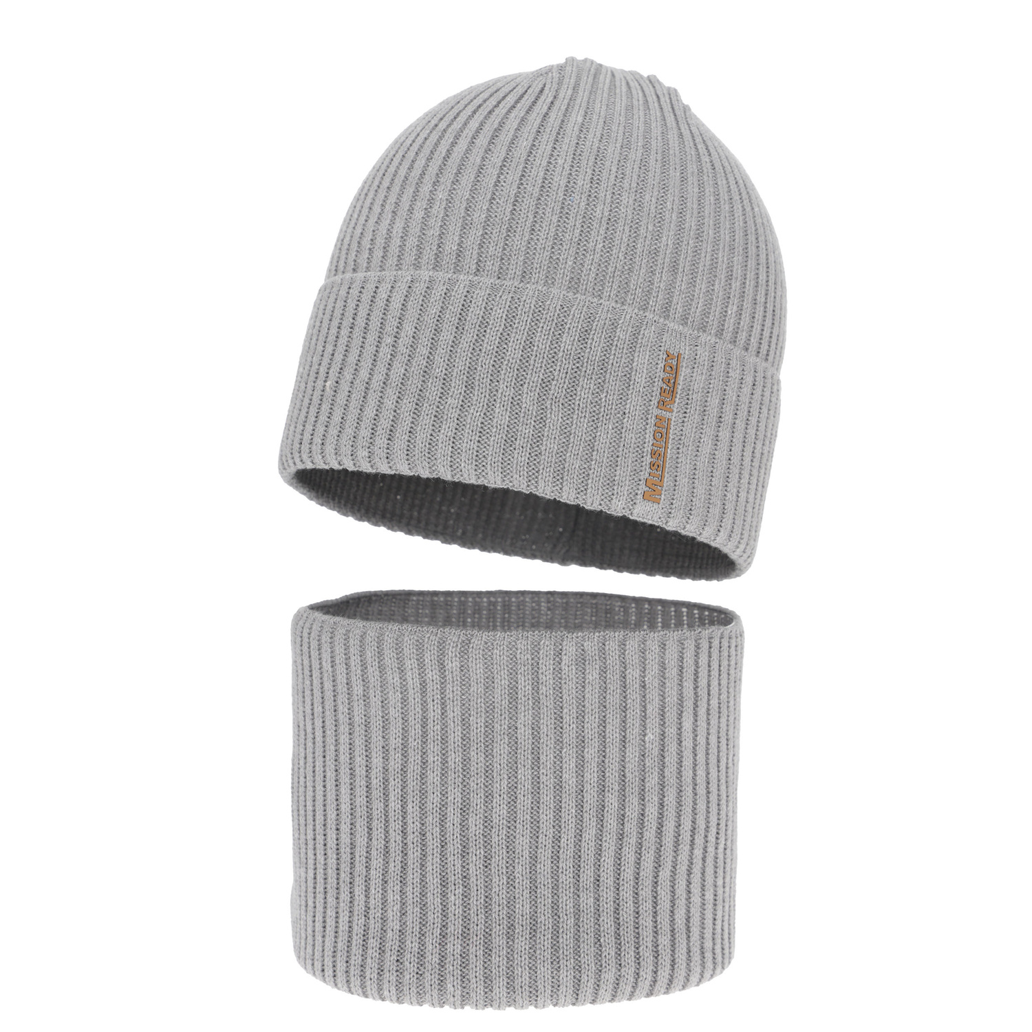 Set cappello e scaldacollo bambino autunno, primavera, con cotone, grigio, Norwin