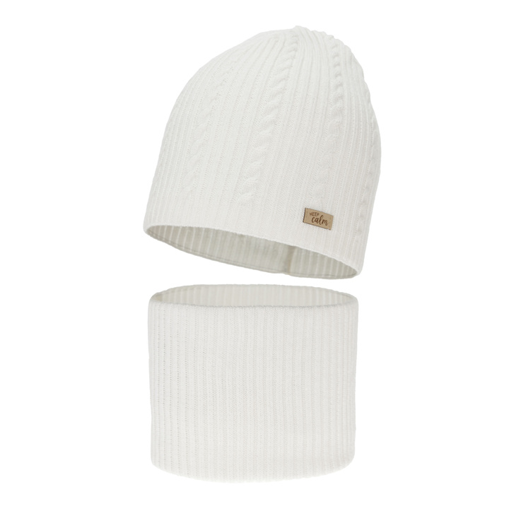 Set autunno/primavera bambina: berretto e scaldacollo, con cotone, crema, Ordesa