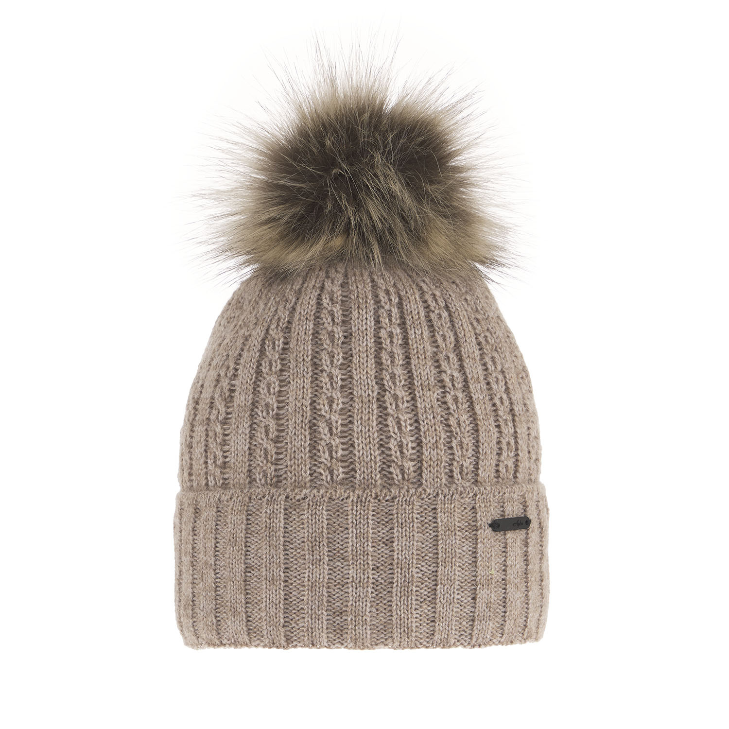 Berretto invernale donna, beige, con pompon, Karizma