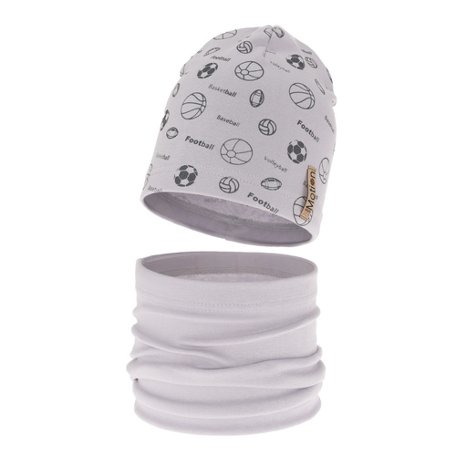 Set autunno/primavera bambino: berretto e scaldacollo, grigio, cotone, Paolo