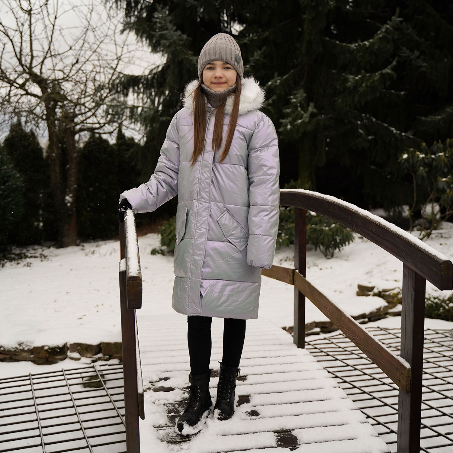 Set invernale bambina: berretto e scaldacollo, nero, Sula