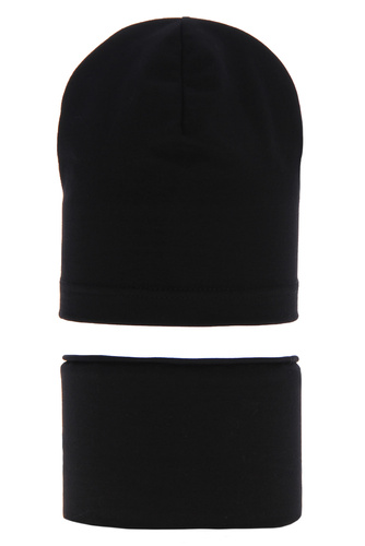 Set autunno/primavera bambina: berretto e scaldacollo, cotone, nero, Hazelka