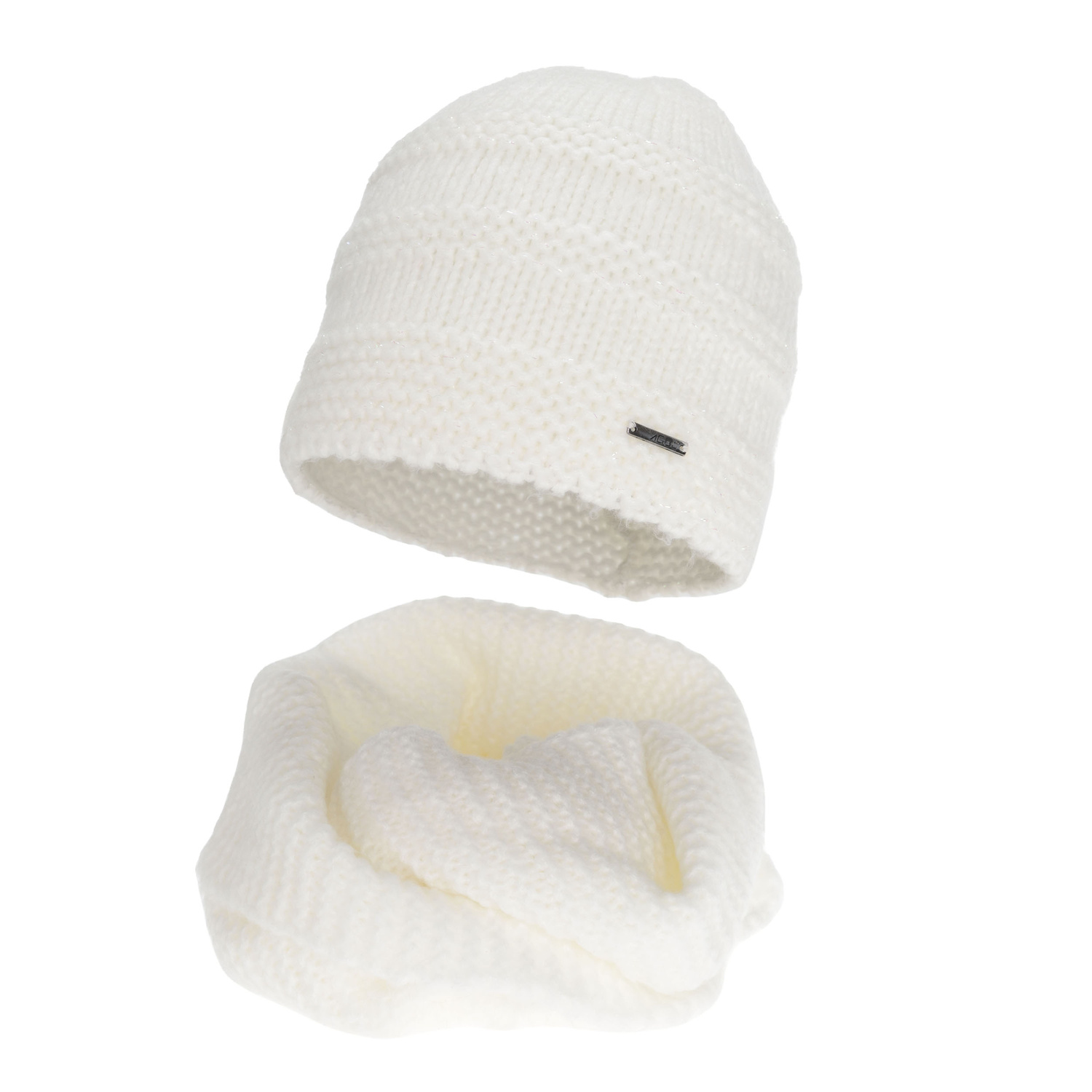 Set invernale donna: berretto e scaldacollo, cremoso, con lana merino, Driva