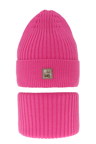 Set invernale bambina: berretto e scaldacollo, rosa, Georgina