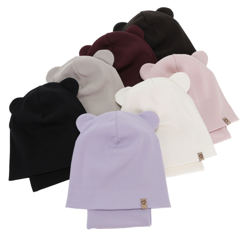 Set autunno/primavera bambina: berretto e scaldacollo, di cotone, marrone scuro, Luminia