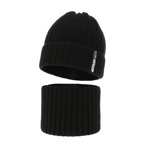 Set invernale bambino: berretto e scaldacollo, nero, Balaton