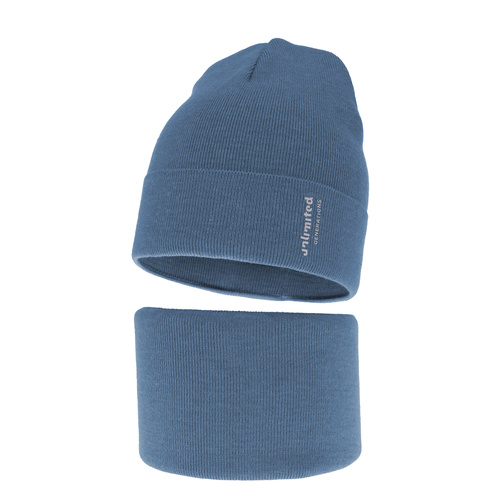 Set autunno/primavera bambino: berretto e scaldacollo, con cotone, blu, Timothe