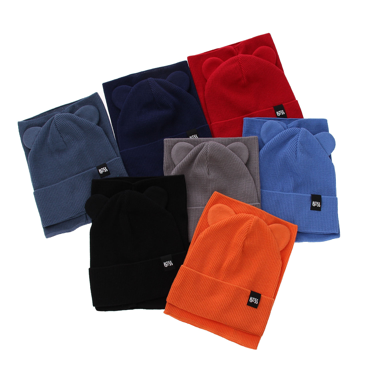 Set autunno/primavera bambino: berretto e scaldacollo, con cotone, arancione, con pompon, Grajan