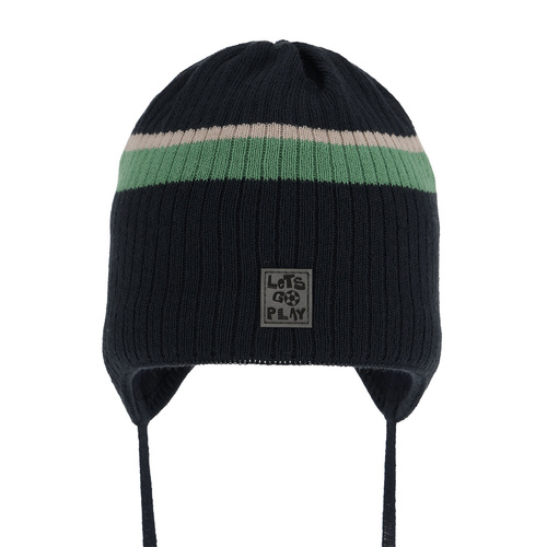 Berretto autunno/primavera bambino, blu navy, con lacci, Oliver