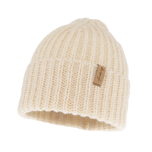 Berretto invernale donna, crema, 100% Lana Merino, Caro