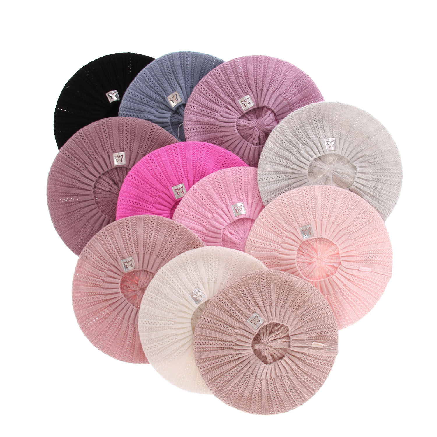 Berretto autunno/primavera bambina, blu, a trafori, Luina