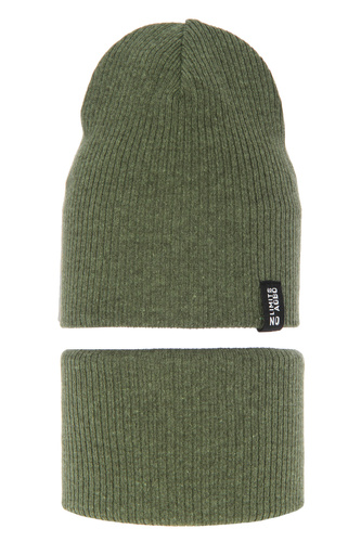 Set autunno/primavera bambino: berretto e scaldacollo, con cotone, khaki, Tunis