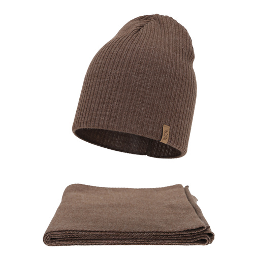 Set invernale donna: berretto e sciarpa, marrone, Fena