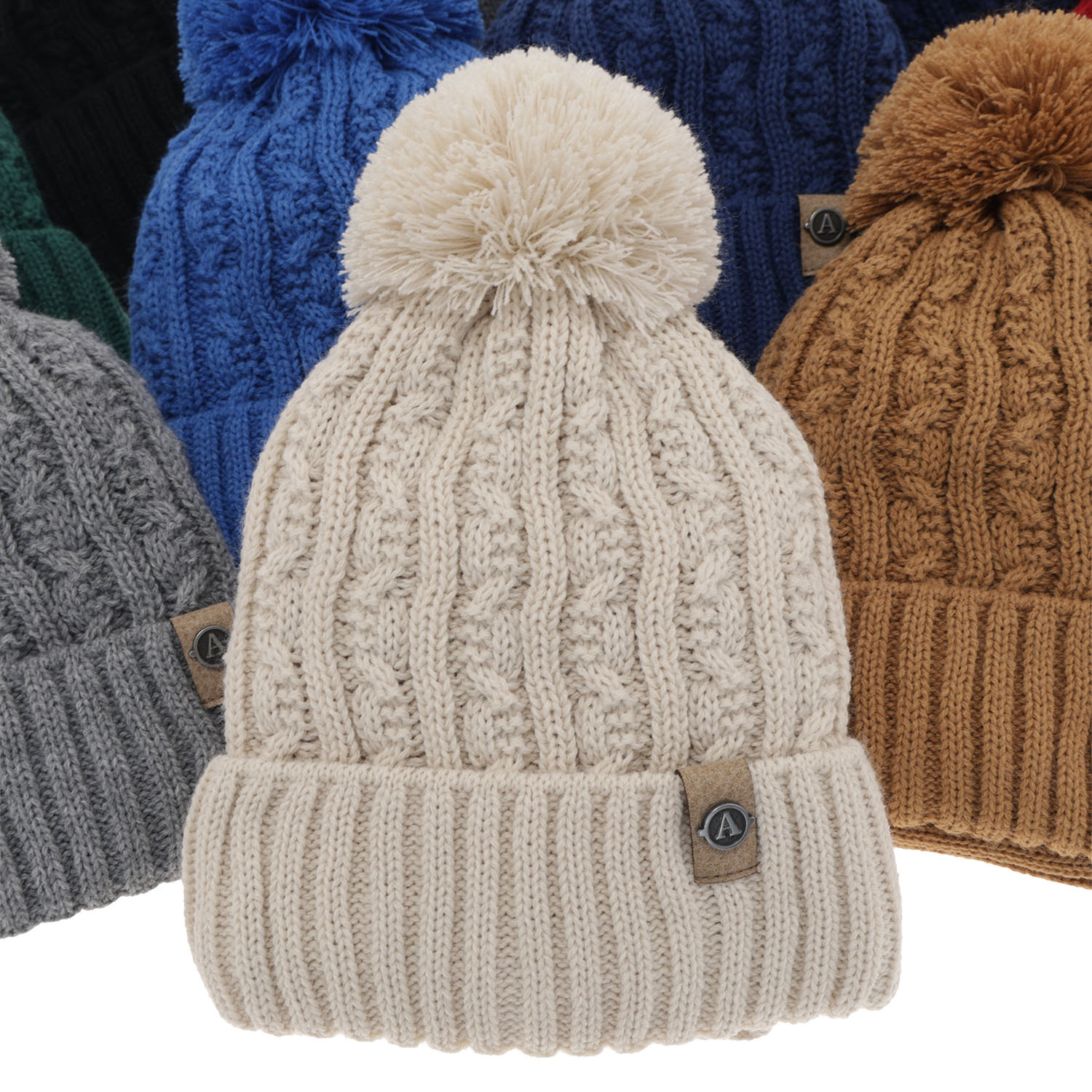 Set invernale bambino: berretto e scaldacollo, camel, con pompon, Almond