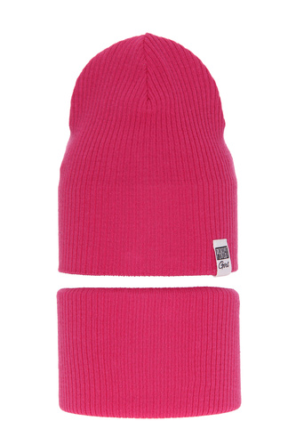 Set autunno/primavera bambina: berretto e scaldacollo, con cotone, rosa, Farinka