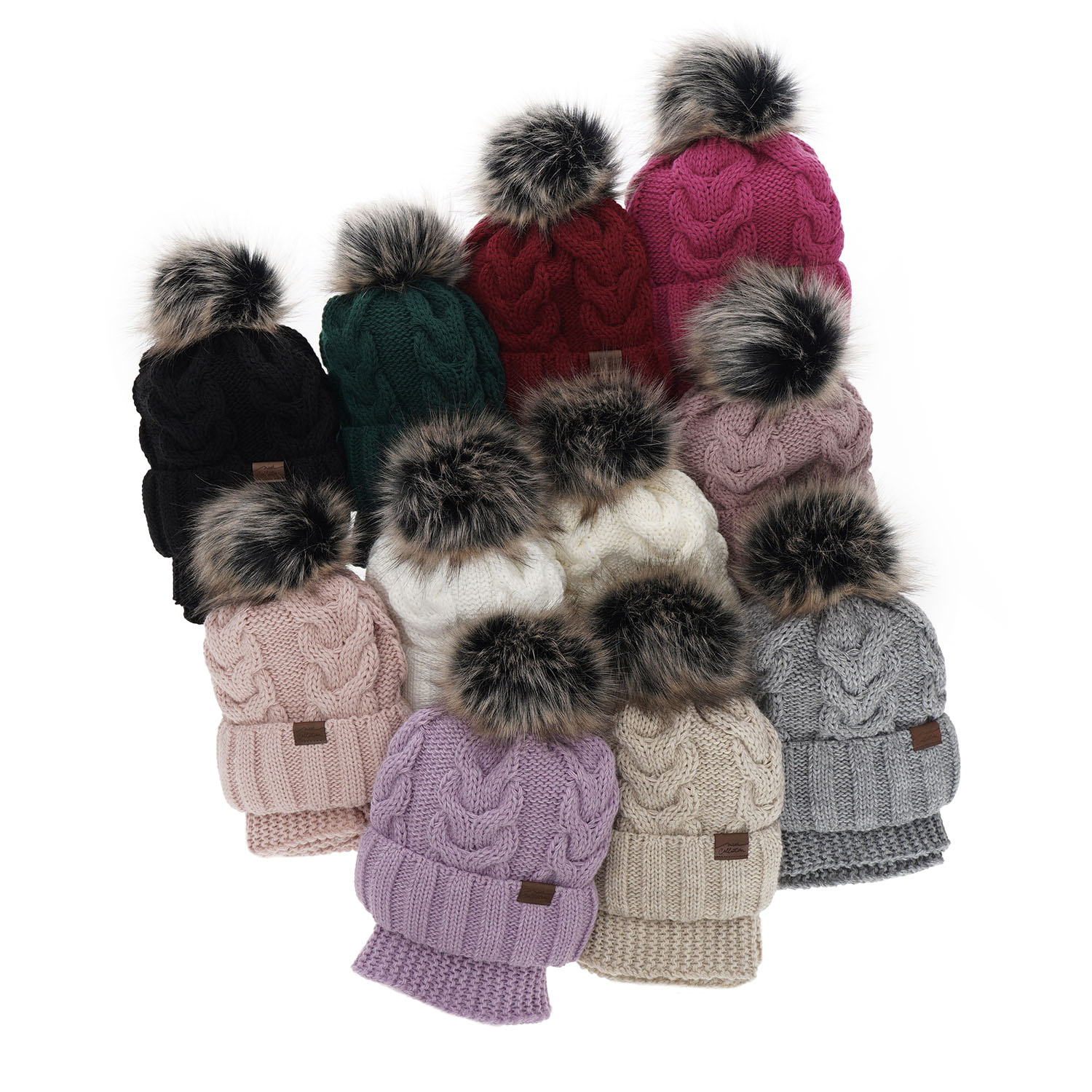 Set invernale bambina: berretto e scaldacollo, rosa, con pompon, Torina