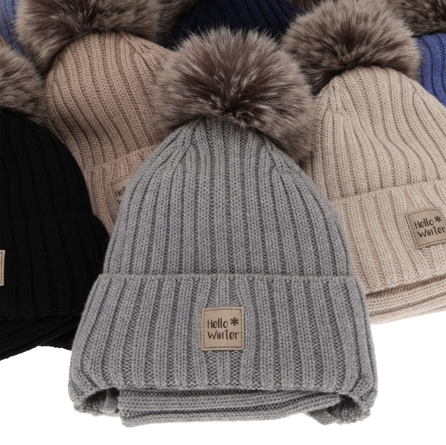 Set invernale bambino: berretto e scaldacollo, grigio, 100% Lana Merino, foderato in pile, Morti