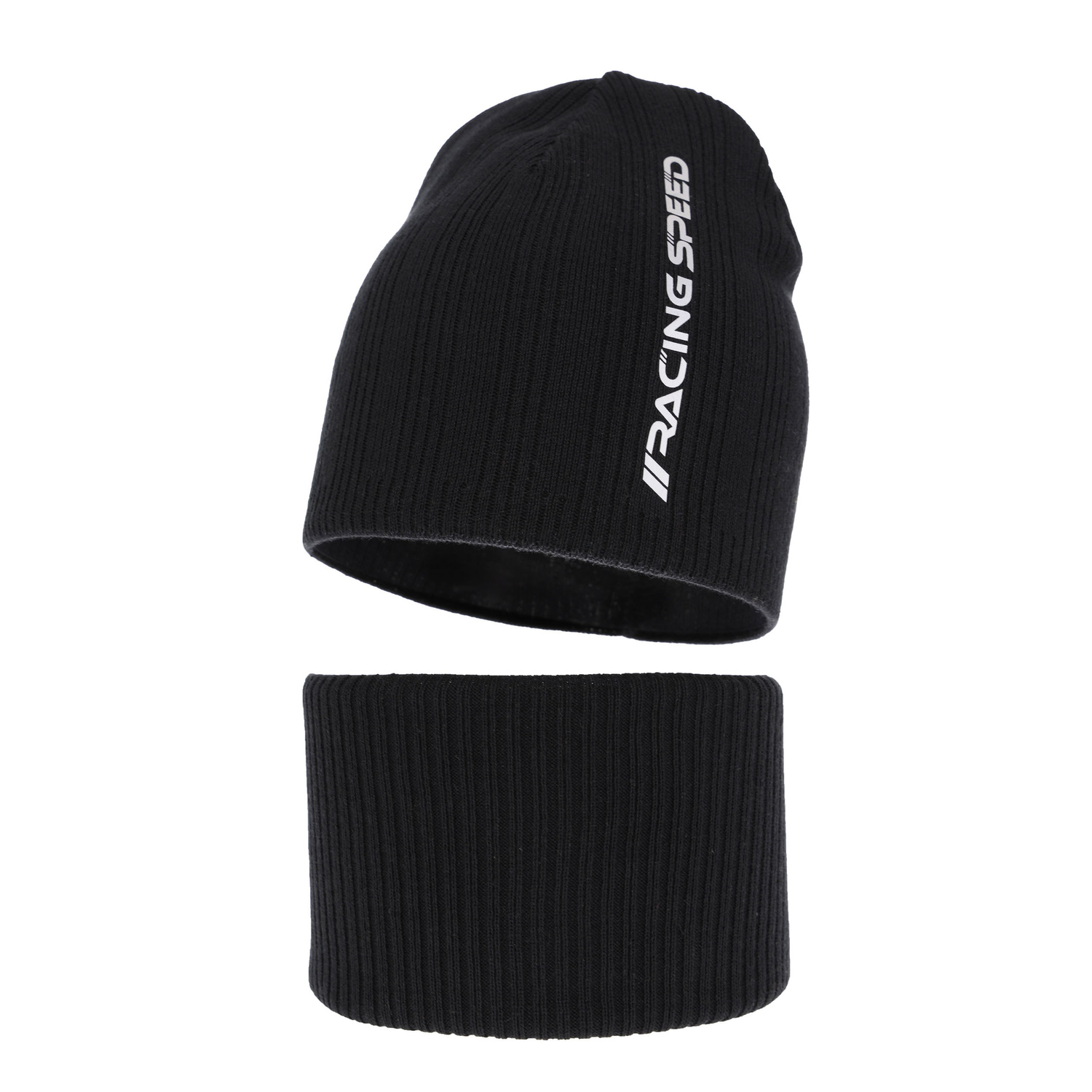 Set autunno/primavera bambino: berretto e scaldacollo, con cotone, nero, Kolorado