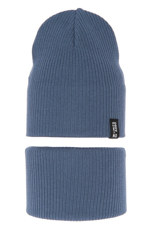 Set autunno/primavera bambino: berretto e scaldacollo, con cotone, blu, Tunis