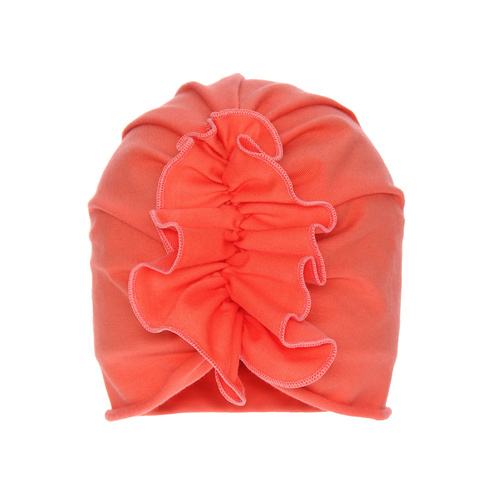 Berretto autunno/primavera bambina, corallo, con arricciatura, Werka