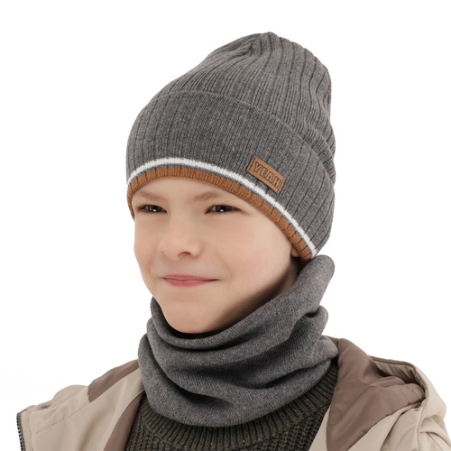 Set autunno/primavera bambino: berretto e scaldacollo, con cotone, beige, London