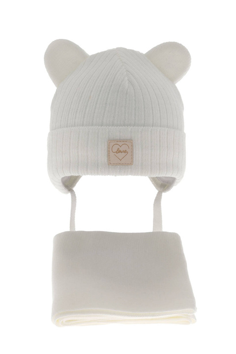 Set invernale bambina: berretto e sciarpa, bianco, Antola