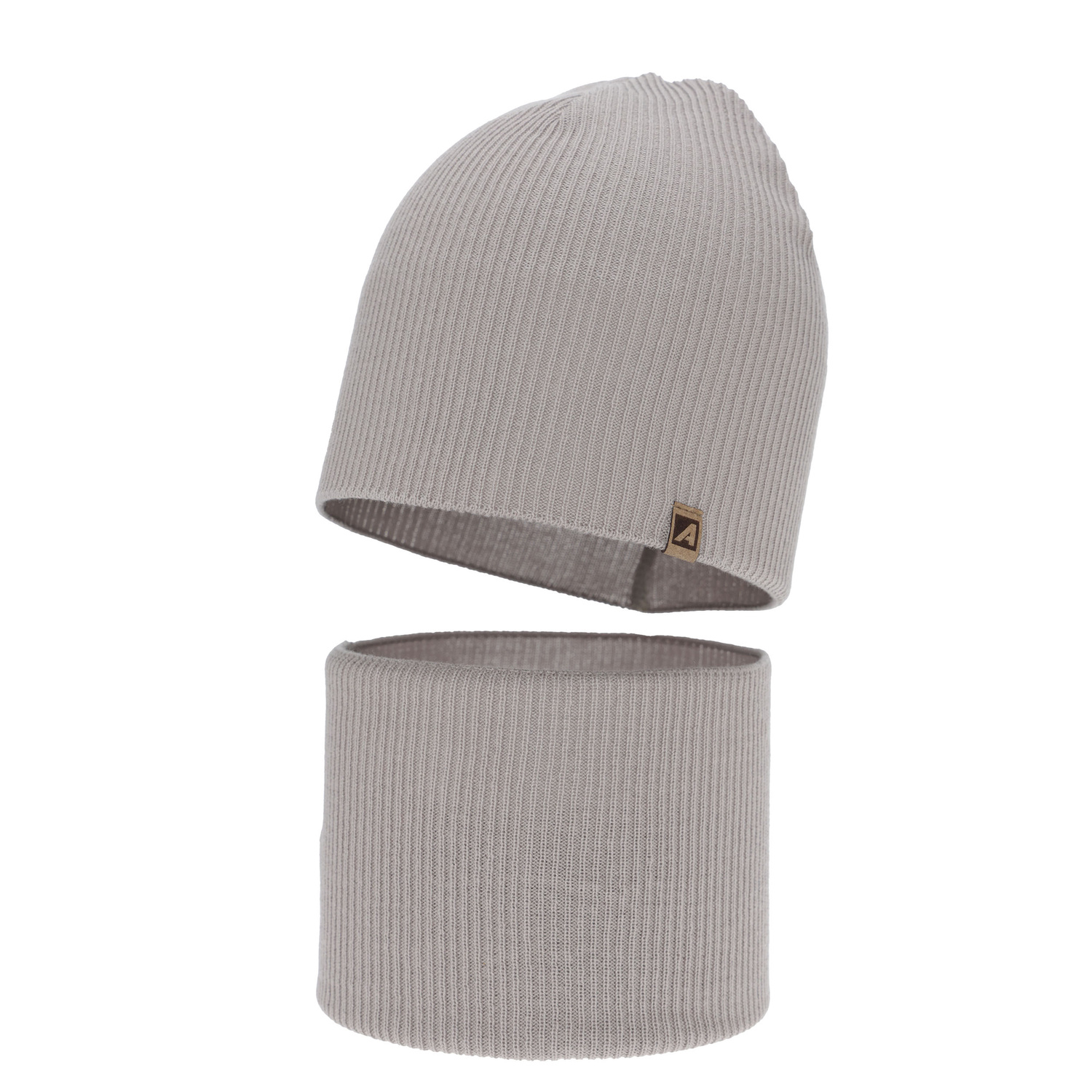 Set autunno/primavera bambino: berretto e scaldacollo, con cotone, beige, Lucer