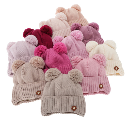 Berretto invernale bambina, beige, con lacci, 100% Lana Merino, Dari