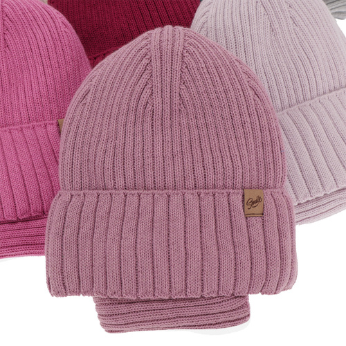 Set invernale bambina: berretto e scaldacollo, rosa, 100% Lana Merino, Mesalia