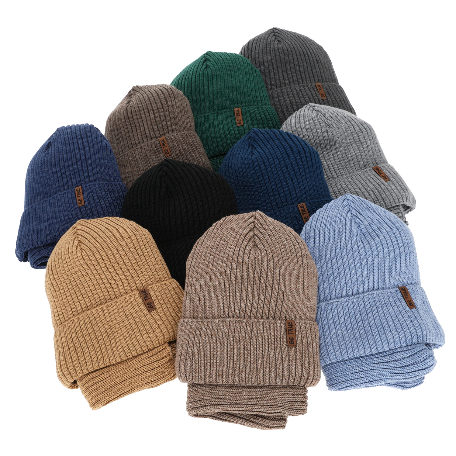 Set invernale bambino (berretto e scaldacollo), azzurro, foderato in pile, con lana merino, Colton