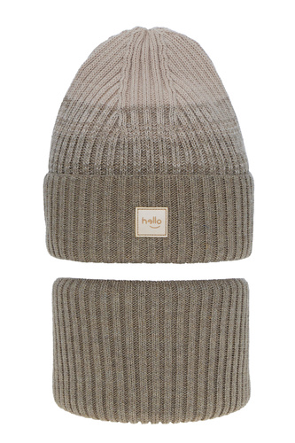 Set invernale bambina: berretto e scaldacollo, beige, Tasha