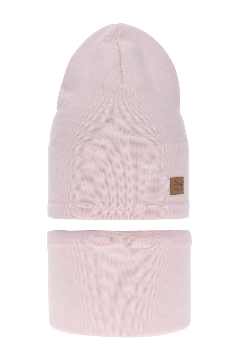 Set autunno/primavera bambina: berretto e scaldacollo, rosa, in cotone, Selfie