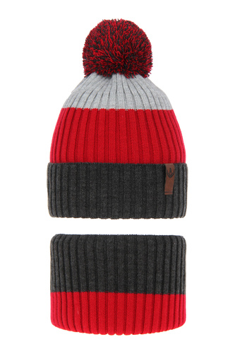 Set invernale bambino: berretto e scaldacollo, grigio, Karson