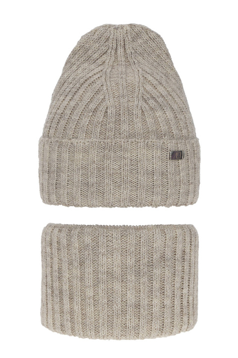 Set invernale bambina: berretto e scaldacollo, beige, Valentine