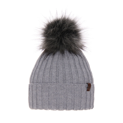 Berretto invernale donna, grigio, 100% Lana Merino, Texa