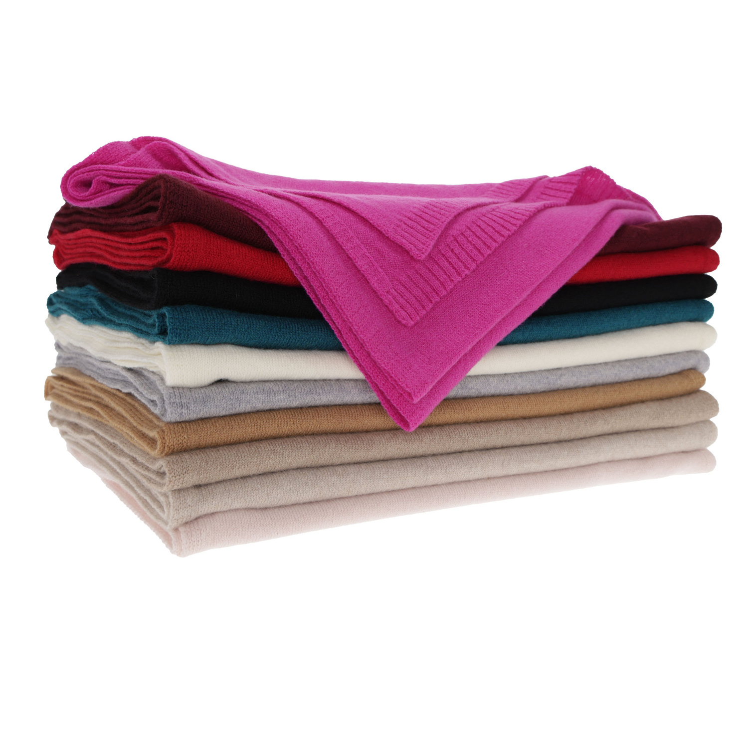 Sciarpa invernale donna, rosa chiaro, lana merino con cashmere, Irenia