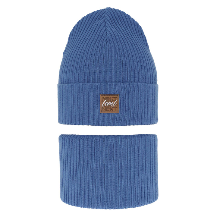 Set autunno/primavera bambino: berretto e scaldacollo, con cotone, blu, Fenix