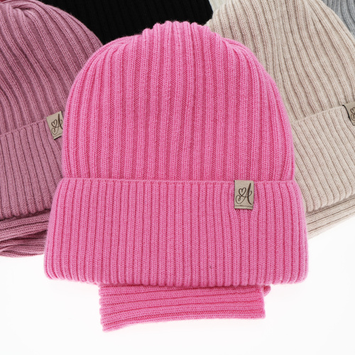 Set invernale bambina: berretto e scaldacollo, rosa, 100% Lana Merino, Patricia