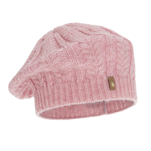 Beret invernale donna, rosa, con lana merino, Senja