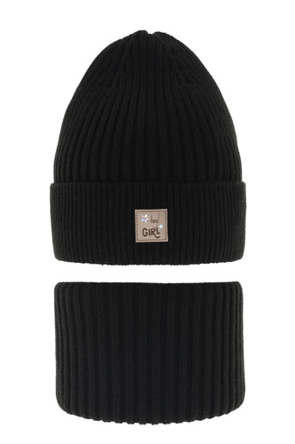 Set invernale bambina: berretto e scaldacollo, nero, Georgina