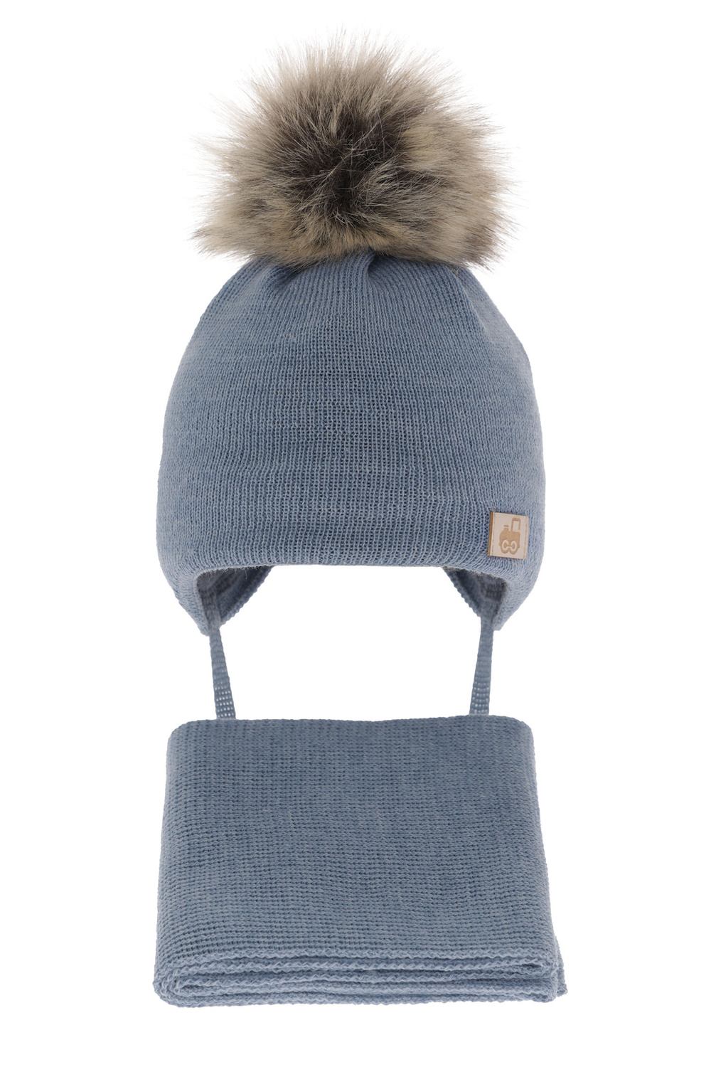 Set invernale bambino: berretto e sciarpa, blu, 100% Lana Merino, Anastazy