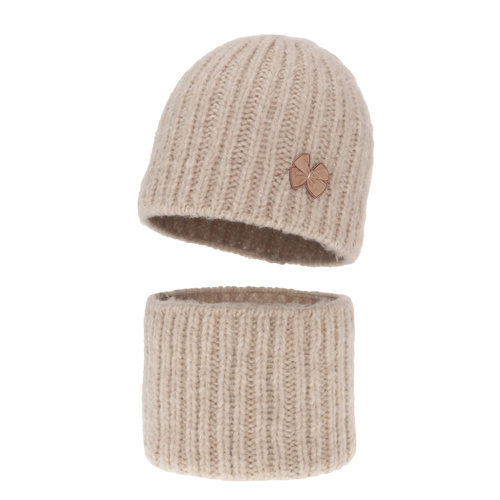 Set invernale bambina: berretto e scaldacollo, beige, Ingrid