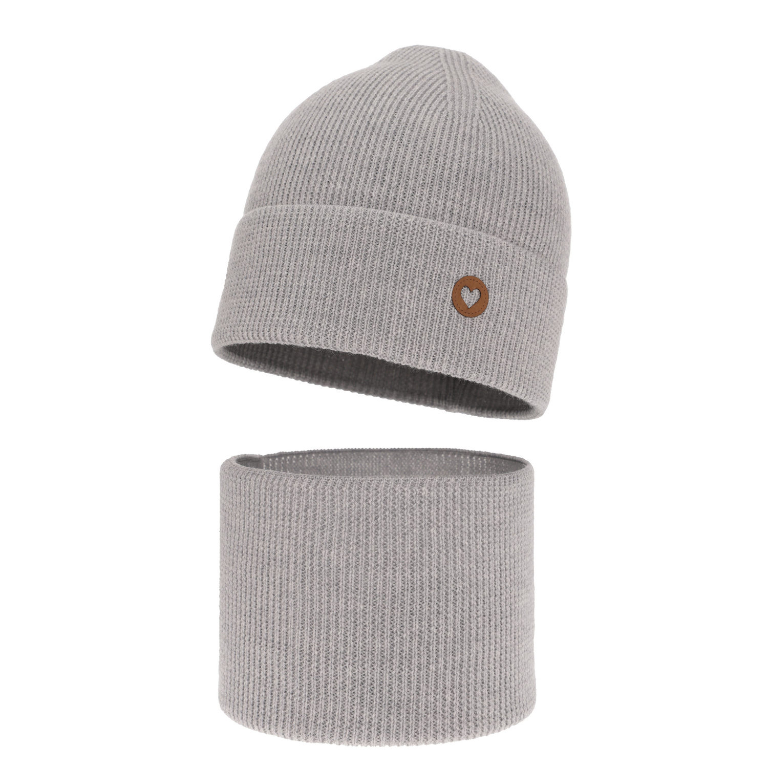 Set autunno/primavera bambina: berretto e scaldacollo, grigio, 100% Lana Merino, Brook