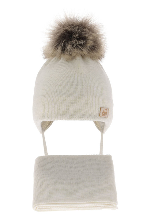 Set invernale bambino: berretto e sciarpa, crema, 100% Lana Merino, Anastazy