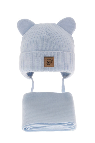 Set invernale bambino: berretto e sciarpa, azzurro, con lacci, Anthony