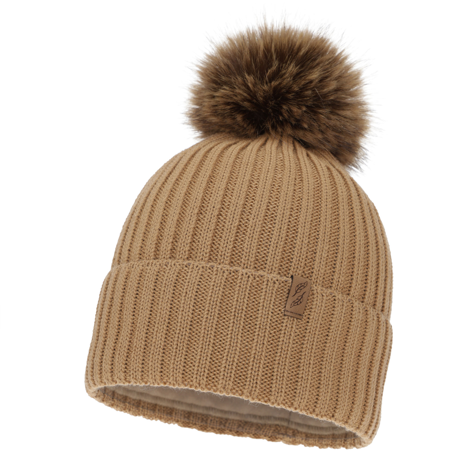 Berretto invernale donna, camel, con lana merino, Zamira